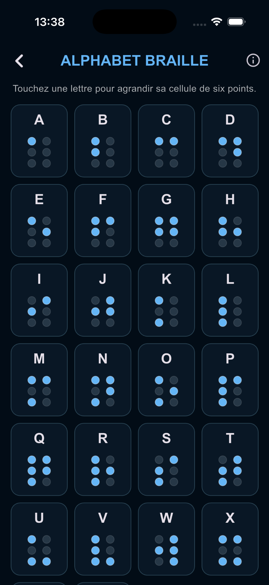 Alphabet braille dans FOSIHOS